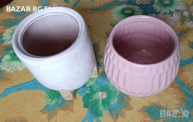 Комплект керамични саксии. , снимка 3 - Саксии и кашпи - 53939686