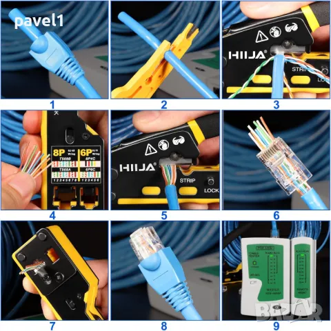 Комплект инструменти за кримпване Hiija RJ45, снимка 2 - Други инструменти - 47872072