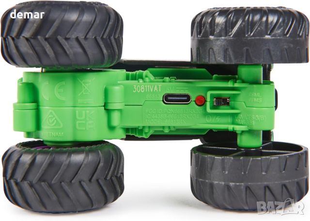 Кола с дистанционно управление Monster Jam 1-64th Grave Digger, играчка за деца, зелено, снимка 4 - Коли, камиони, мотори, писти - 45097146