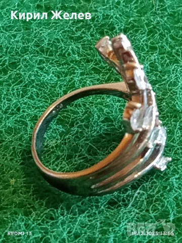 Блестящт пръстен родий и сребро с ювелирно инкрустирани кристали 26177, снимка 4 - Пръстени - 52847435