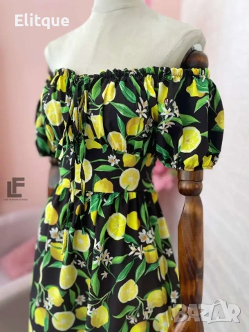 дълга лятна рокля с лимони , снимка 6 - Рокли - 53580495