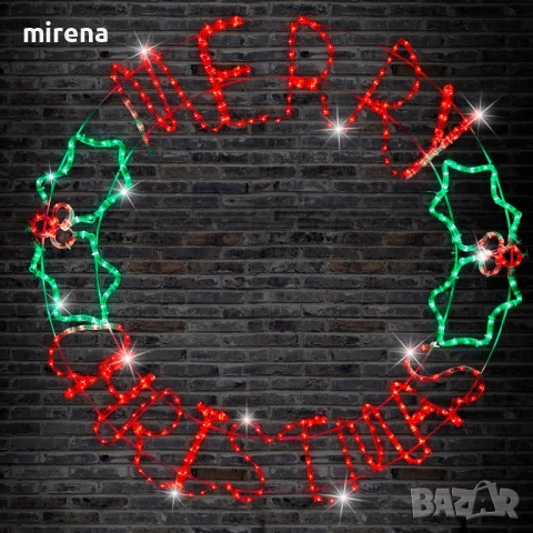 Лед Led светлинен надпис кръгла Весела коледа Merry Christmas, снимка 12 - Лед осветление - 52295262