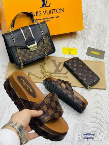 дамски чехли, чанта и портмоне Шанел louis vuitton burberry , снимка 4 - Чанти - 46889748