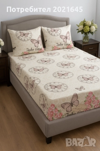 чаршаф с ластик и 2 калъфки за приста , снимка 7 - Спално бельо - 52474987