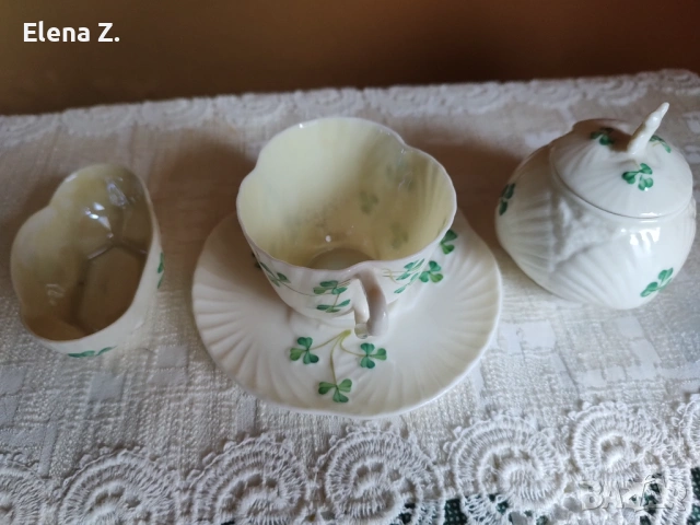 Комплект ръчно изработени съдове Belleek Ирландия - 3, снимка 2 - Декорация за дома - 53656486