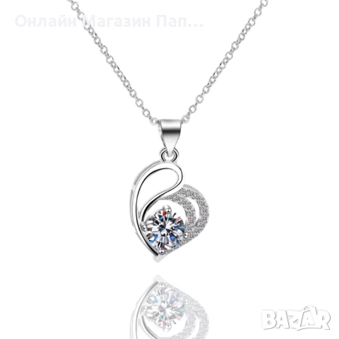 Сребърно колие Сърце с цирконий 925 с нестандартен дизайн