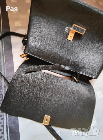 Черна кожена дамска чанта, снимка 8 - Чанти - 50665071