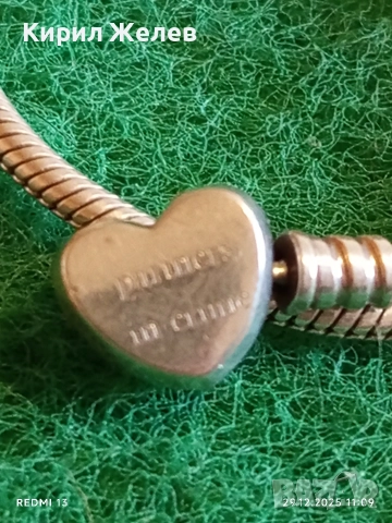 Сребърна гривна от колекция на Pandora Moments с сърце елегантен дизайн 51082, снимка 6 - Гривни - 52925898