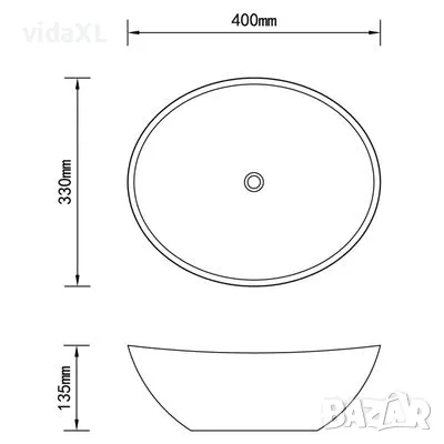 vidaXL Луксозна керамична мивка с овална форма, бяла, 40x33 см (SKU:140674), снимка 4 - Железария - 48361362