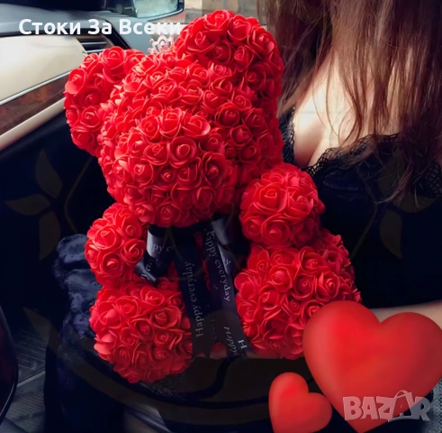 Плюшено мече с LED рози - романтичен подарък 25 см, снимка 4 - Декорация за дома - 53002813