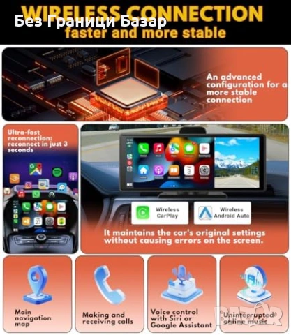 Нов Wireless CarPlay Android Auto адаптер 5.8GHz WiFi AIR за автомобил кола, снимка 10 - Друга електроника - 53648565