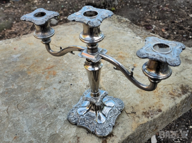 Посребрен Свещник тройка , снимка 2 - Декорация за дома - 51954858