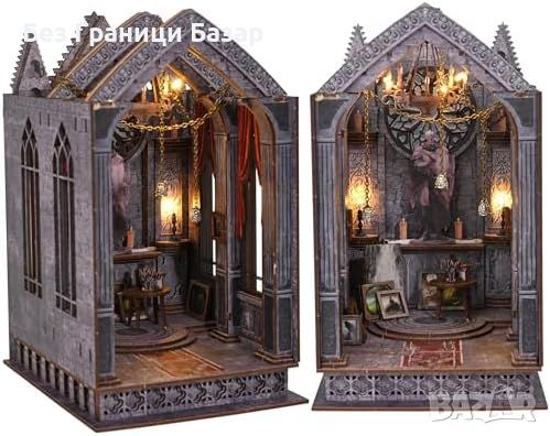 Нов 3D Дървен пъзел за книги - Миниатюрна къщичка миниатюра библиотека, снимка 1 - Декорация за дома - 46445667