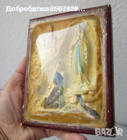 Икони: Св. Богородица Стара рисувана голяма икона  50х38 см, пано, дърворезба, релеф, снимка 9 - Икони - 42511893