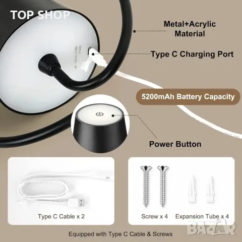 2 бр. Водоустойчиви стенни аплици Faithorse IP54, LED безжични, снимка 7 - Лед осветление - 49866377