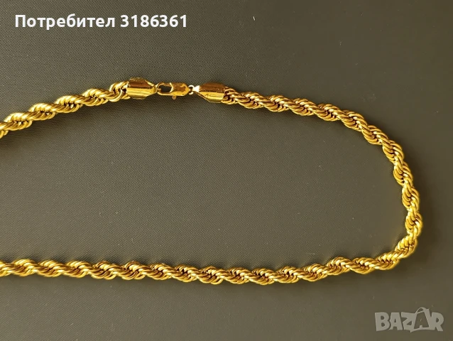 колие дебело 6-7мм,дълго 60см високо качество мед. стомана,жълто никога не потъмнява