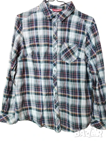 Дамска карирана риза с джоб LC Waikiki, 100% памук, Многоцветна, 44