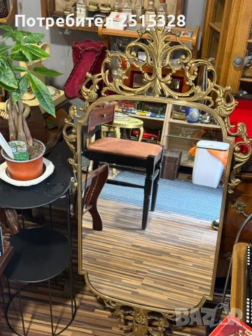 голямо Бароково кристално огледало с месингови орнаменти 60-70 г Италия, снимка 2 - Антикварни и старинни предмети - 53680009