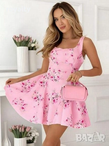 Лятна Розова Рокля на Цветя