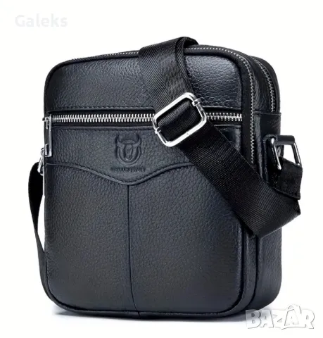 Класическа, Спортна и Елегантна мъжка чантичка /Черна естествена кожа!, снимка 2 - Чанти - 50352790