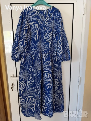 H&M  рокля в бяло и синьо от памук, снимка 4 - Рокли - 51079920