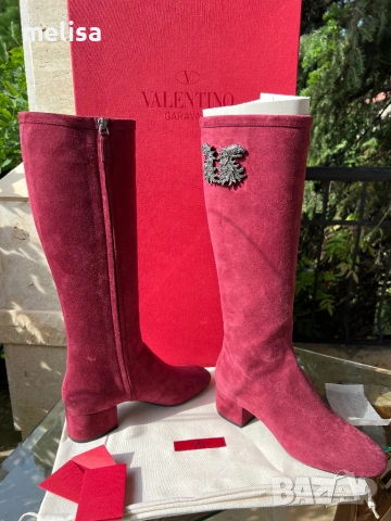 Намалени!  1350 лв  Valentino Garavani  Оригинал  Ботуши велур, снимка 3 - Дамски ботуши - 53392442