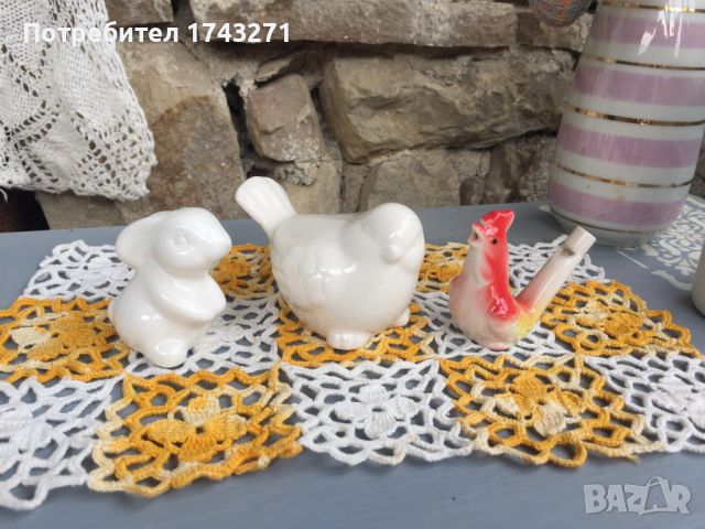 Порцеланови фигури заек,врабче и петле свирка, снимка 1 - Колекции - 45302055