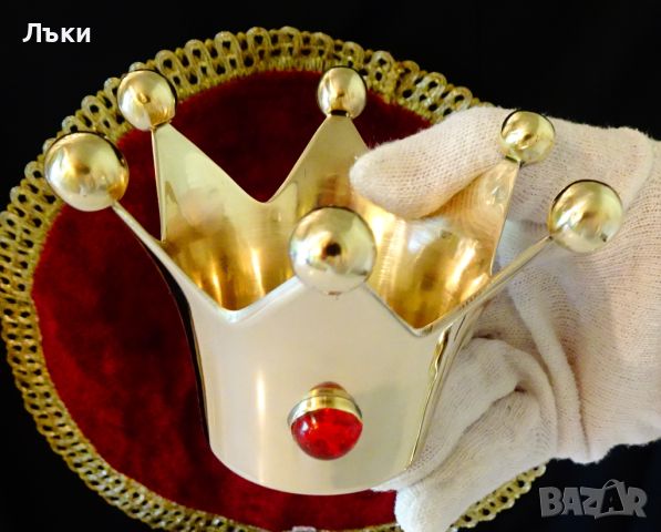 Бронзов свещник корона с камъни. , снимка 6 - Антикварни и старинни предмети - 46427008