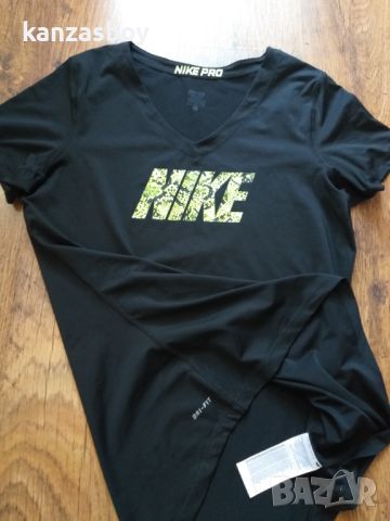 Nike Pro Short Sleeve V-Neck - страхотна дамска тениска КАТО НОВА ХЛ, снимка 5 - Тениски - 46276416