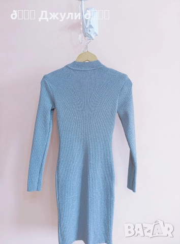 Сребриста рокля с бляскави частици, снимка 2 - Рокли - 52904609