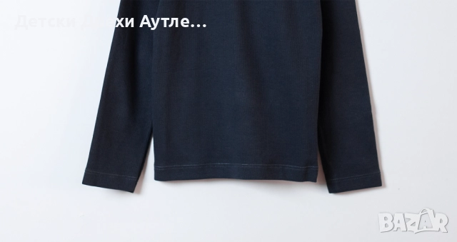 Тъмносиньо памучно поло с дълъг ръкав за момичета – ново, българско производство (104–128), снимка 2 - Детски Блузи и туники - 51966420