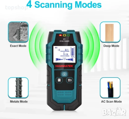 HANMATEK Stud Finder 5 в 1 цифров скенер за стена, детектор за дърво, метали, кабели, снимка 2 - Гедорета - 50501212