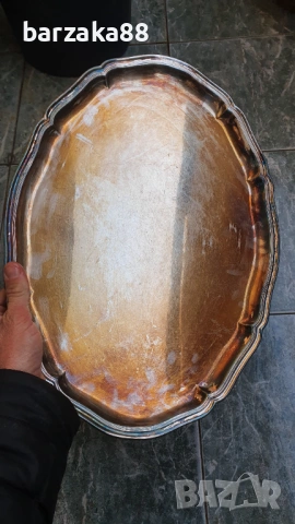 Голям посребрен Поднос, снимка 2 - Антикварни и старинни предмети - 53007494
