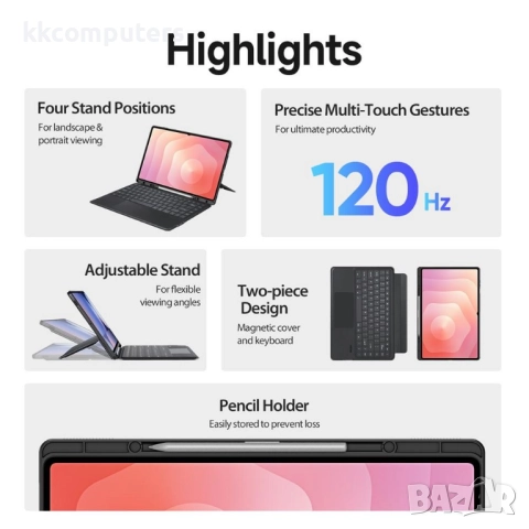 Клавиатура с калъф DUX DUCIS DK Series за Samsung Galaxy Tab S11 Ultra – Bluetooth 5.0, тъчпад и кож, снимка 4 - Резервни части за телефони - 52330855