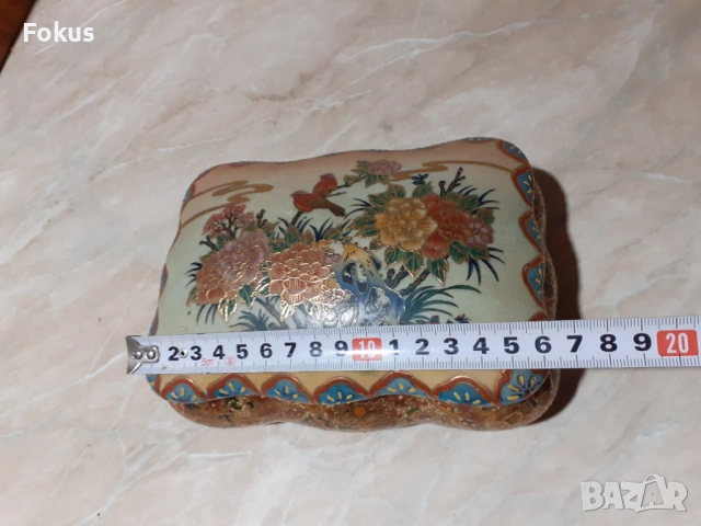 Страхотна стара китайска кутия бижутерка порцелан сатцума, снимка 4 - Антикварни и старинни предмети - 53340743