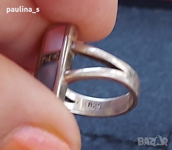 Сребърен пръстен проба 925 със седеф и марказити, снимка 7 - Пръстени - 46412517