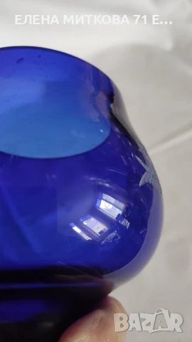 Цветна кристална ваза тип чаша с масивна основа, снимка 5 - Вази - 50509651