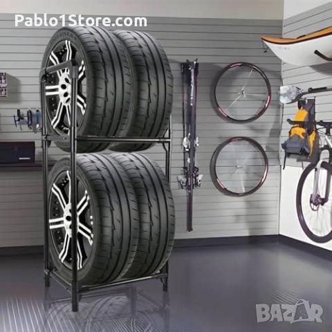 Стелаж за съхранение на гуми 2 нива 4 - Универсален стелаж за дома, гаража,, снимка 2 - Аксесоари и консумативи - 52643120