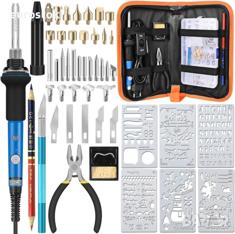 Handskit Комплект поялници за пирография за дърво, 42 части, 60 W, регулируема температура 220-450°C, снимка 1