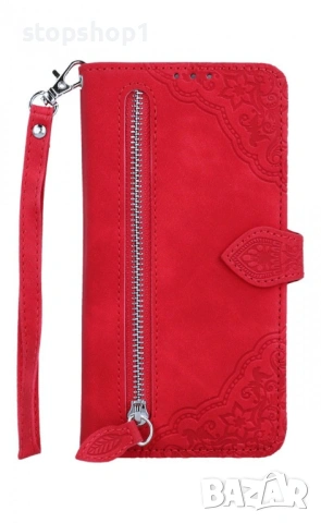 TopQ калъф-книга за Xiaomi Redmi Note 13 5g с цип, червен