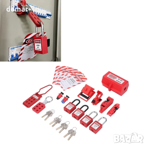 Комплект за етикетиране на електрически заключвания с чанта за съхранение, червен, снимка 8 - Други стоки за дома - 51951086