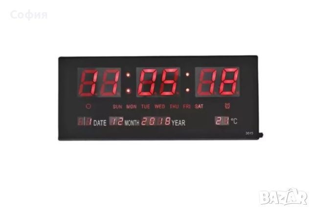 Цифров стенен LED часовник с показване на календар и температура, снимка 1 - Други - 45539903