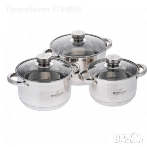 Комплект тенджери Bohmann BH 06-275 – 6 части от инокс за индукция и удобно ежедневно готвене у дома, снимка 5 - Съдове за готвене - 53075987