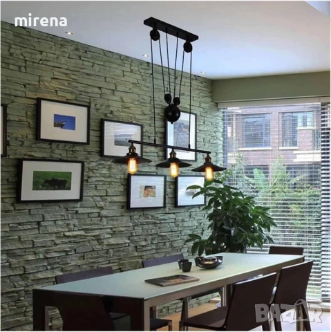 КЛАСИЧЕСКИ полилей с V-образна ролка, регулируем покачване и спускане, ретро, таванно, индустриален, снимка 7 - Полилеи - 53126252