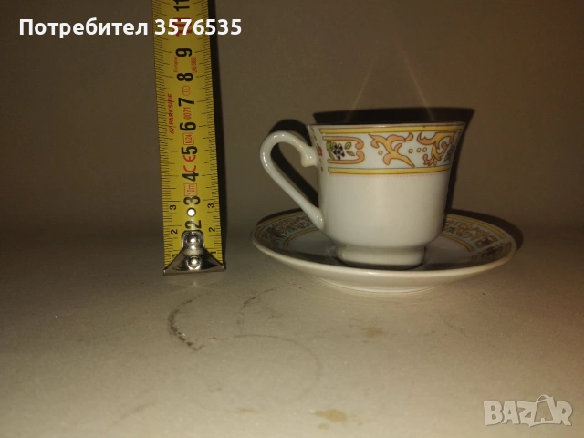 Порцеланов сервиз за кафе YUTAI – 5 чаши + 6 чинийки (маркиран), снимка 7 - Чаши - 53671257