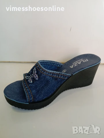 Дамски дънков чехъл, снимка 2 - Чехли - 50781285