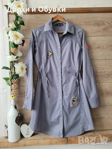 Рокля тип риза памучна материя , снимка 2 - Рокли - 54211776