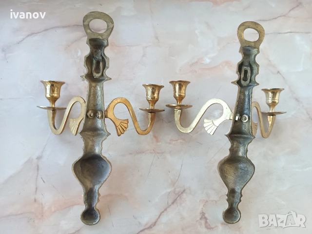 Бронзови двойно аплици, снимка 6 - Антикварни и старинни предмети - 51724370