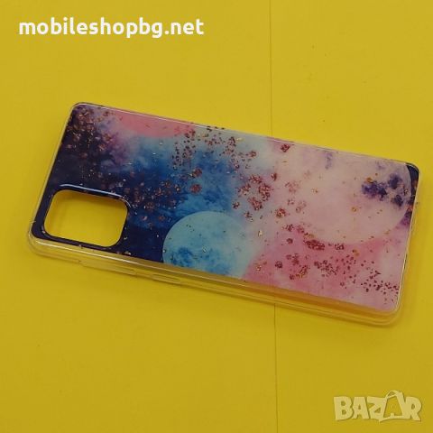 калъф за Samsung Galaxy A71 силиконов цветен галактика и златни пръски, снимка 2 - Калъфи, кейсове - 45116342