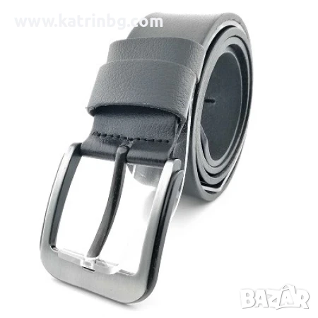 Мъжки колан естествена кожа в черен цвят с класическа катарама